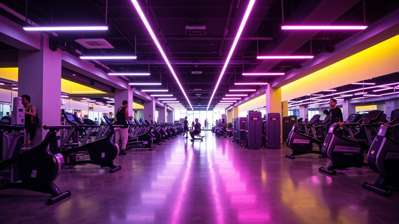 Inside a Planet Fitness gym with rows of cardio and strength machines under bright lighting