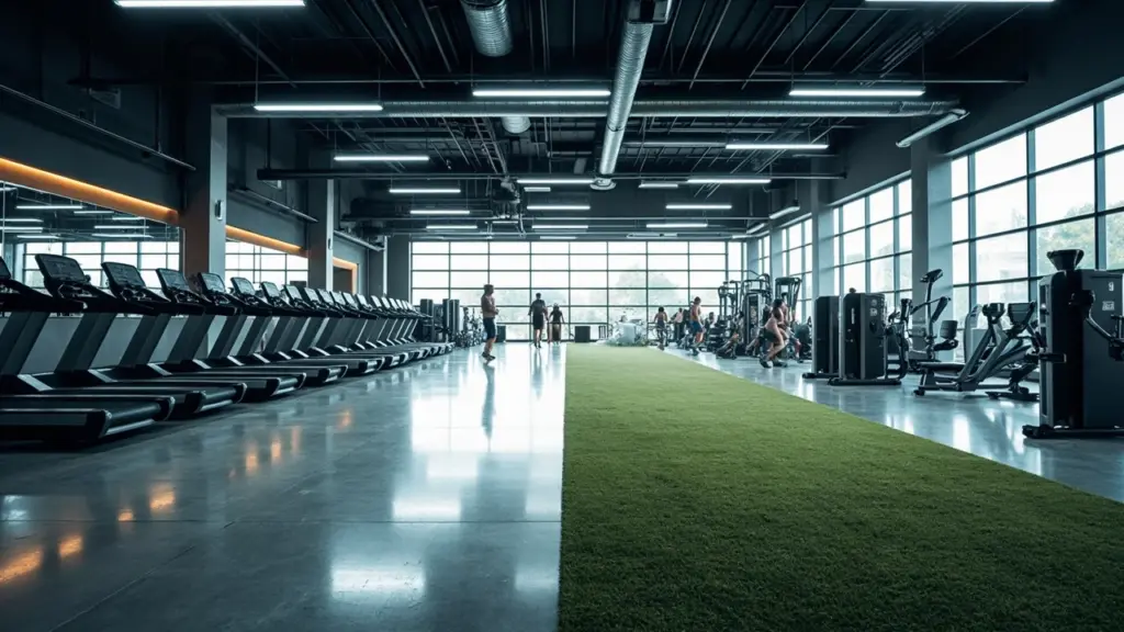 Eos fitness club interior with cardio equipment and strength machines