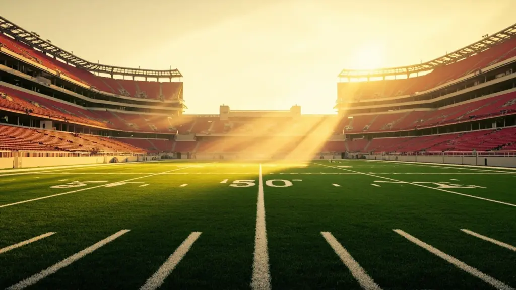 Editorial graphic illustrating the Alabama football schedule 2025 with stadium and field imagery