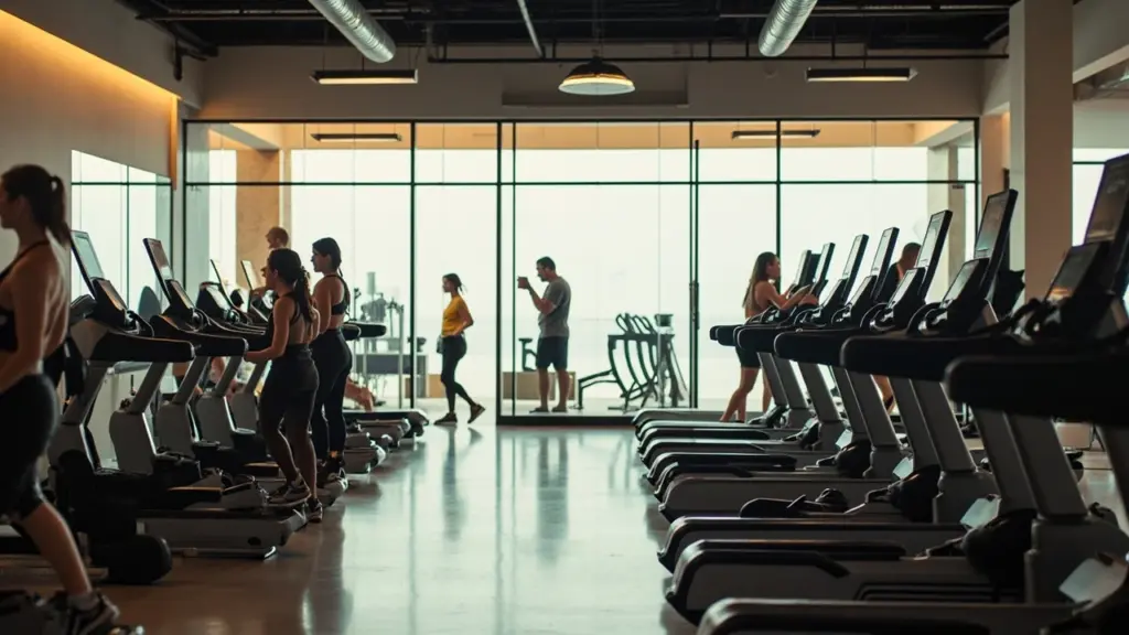 Chuze fitness gym interior with cardio equipment and group fitness studio