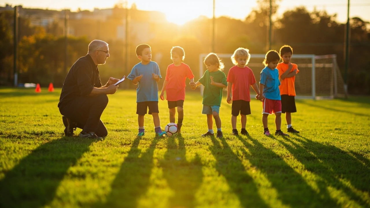 Youth athletes in i9 sports jerseys warming up on a community field