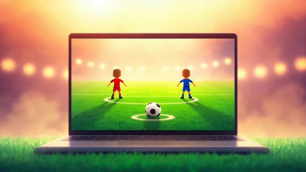 Football Bros unblocked browser game with two cartoon players competing on a green pitch