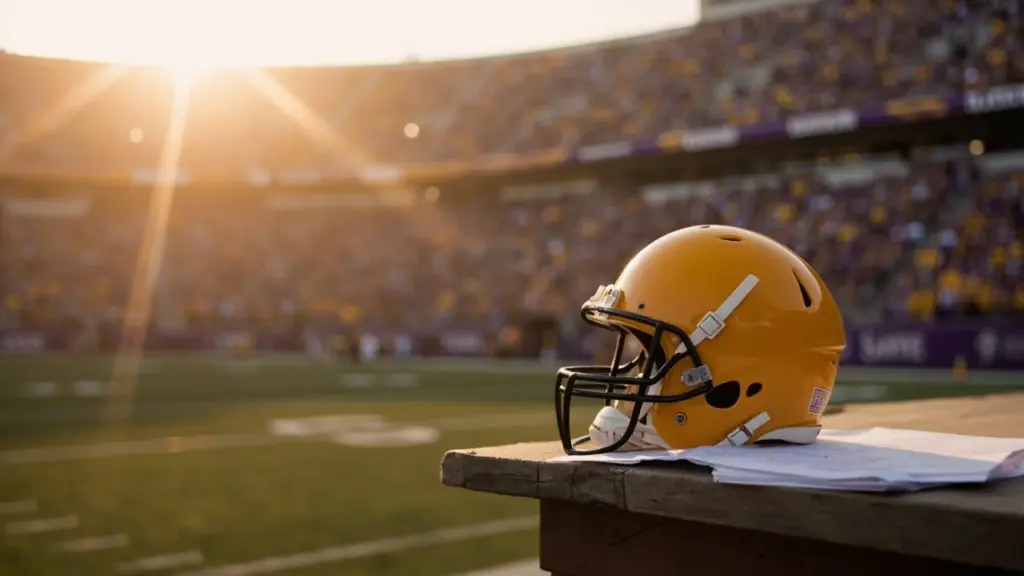 LSU football schedule 2025 opponent board on a desk