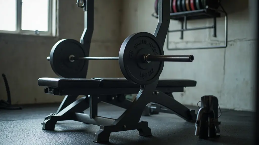 Titan Fitness equipment set up in a home gym setting