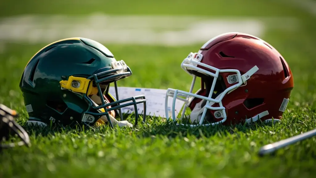 Oregon Ducks football vs Indiana Hoosiers football stats chart and helmets