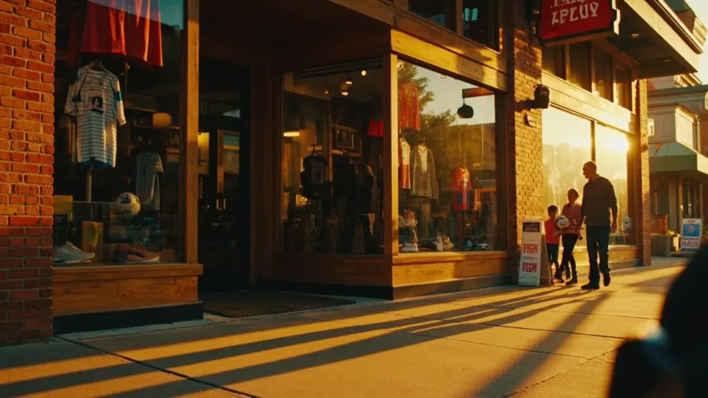 Dunham Sports storefront with team apparel and athletic footwear displays
