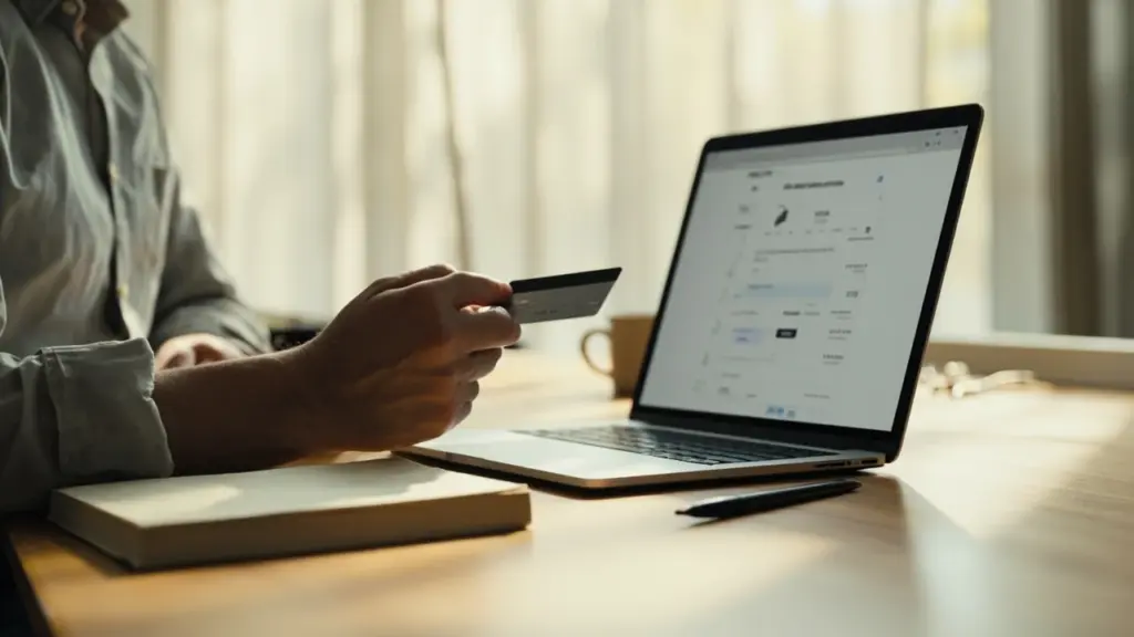 A shopper on a laptop looking for a sports direct promo code to use at checkout