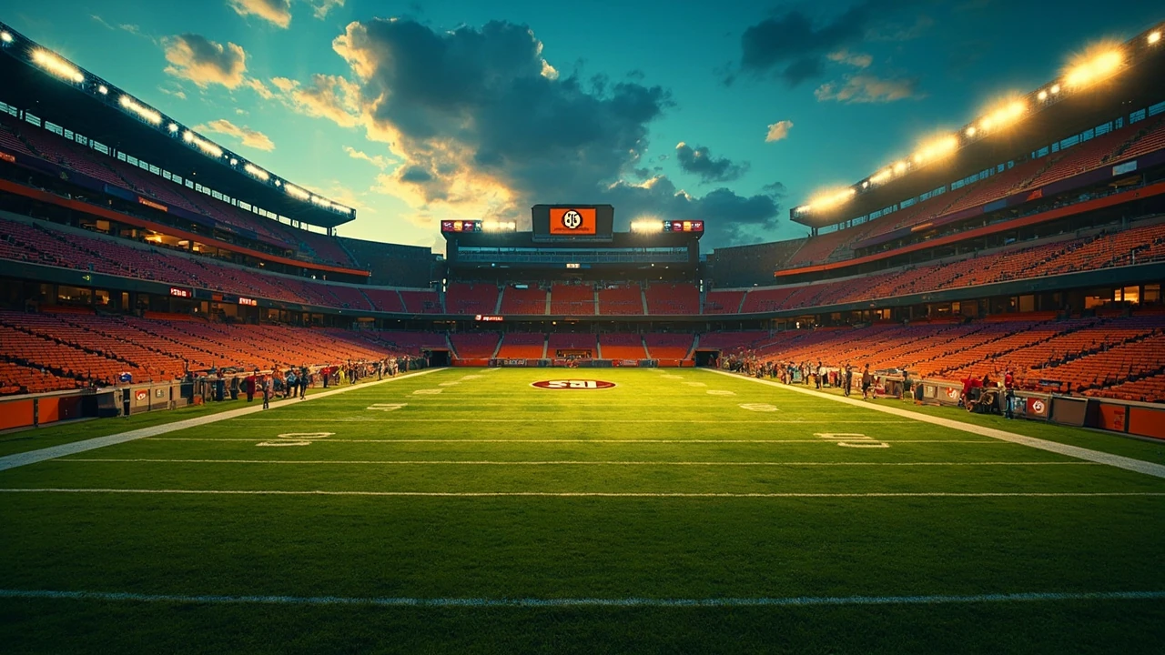 College football stadium with maroon and burnt orange seats before a Texas A&M vs Texas game