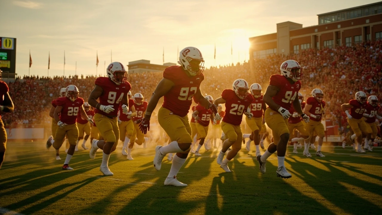 Ferris state football players on the field during a Bulldogs game