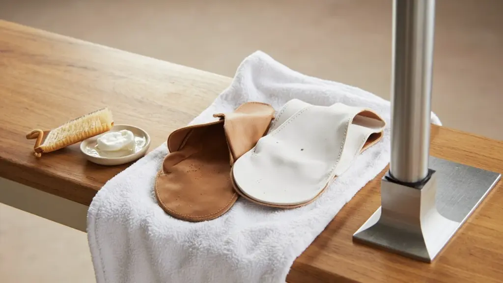 How to clean gymnastics grips without damaging leather, with a bar and a soft cloth